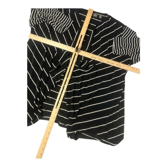 Chico’s Travelers Open Front Black and White Striped Cardigan Size 3 TY1 - Picture 4 of 5